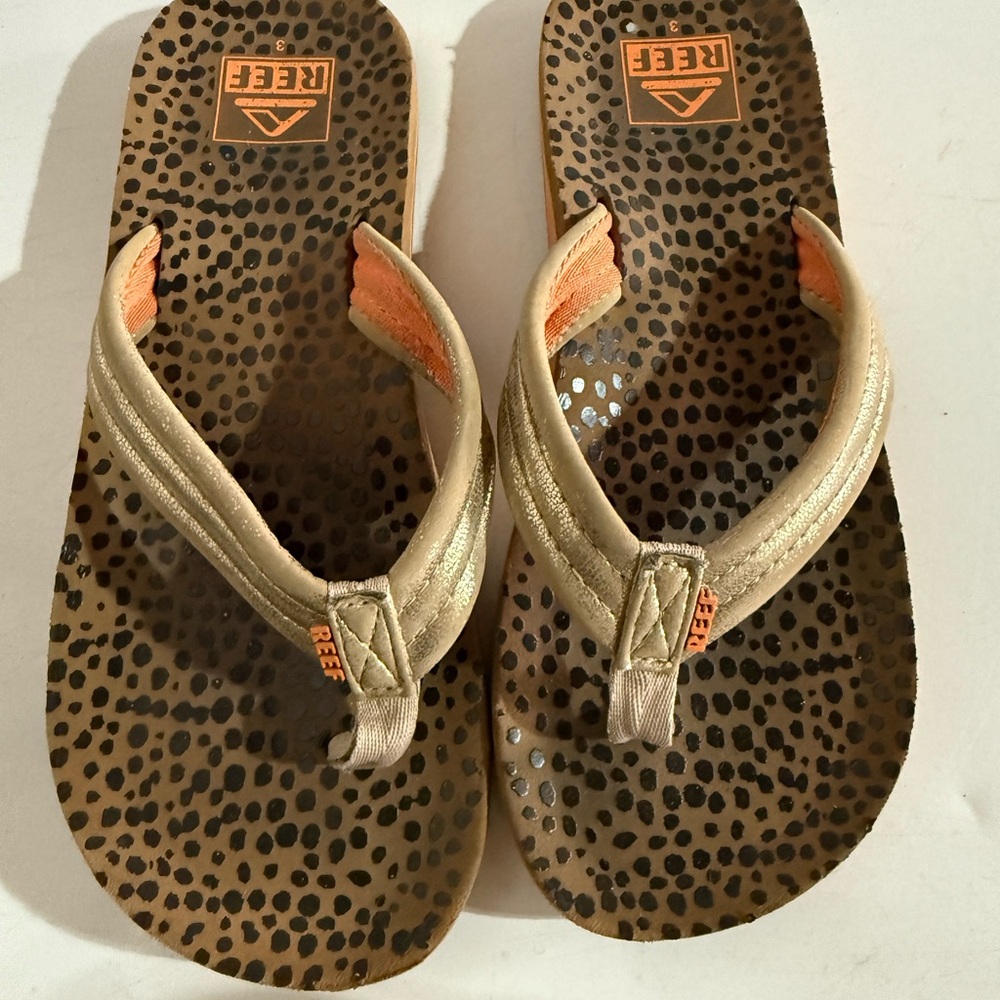 Reef Tan and Orange Spotted Flip Flops